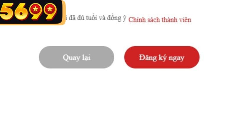 Nhấn đăng ký tạo tài khoản ngay để hoàn tất quá trình